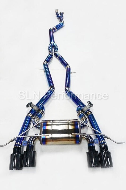 SLN BMW S58 M3 G80 M4 G82 Titanium Single Mid Cat Back with Under-Brace