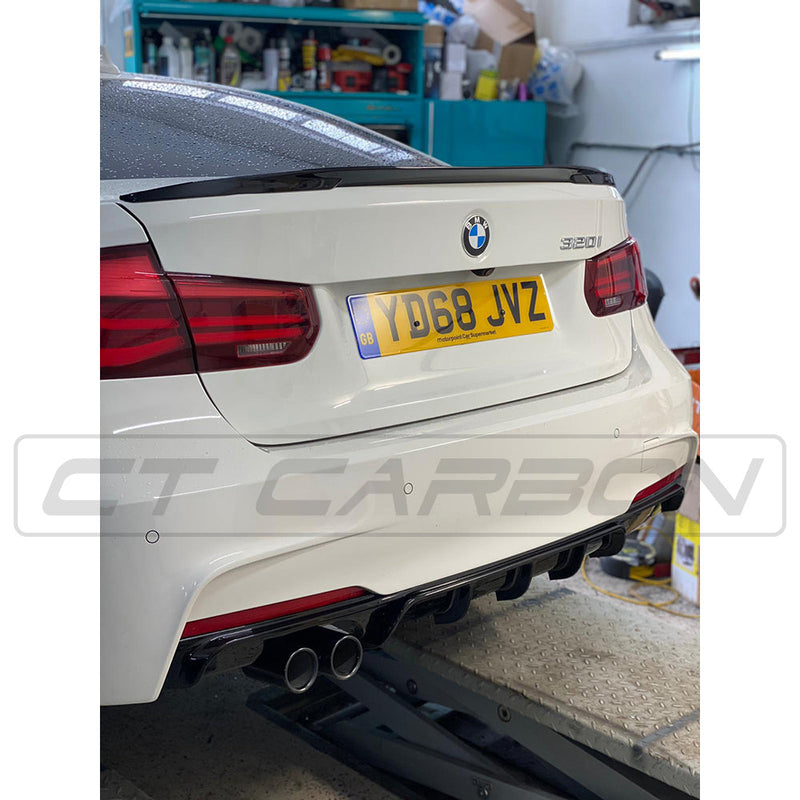 Load image into Gallery viewer, BMW 3 SERIES F30 GLOSS BLACK LEFT EXHAUST DIFFUSER - MP STYLE - BLAK BY CT CARBON
