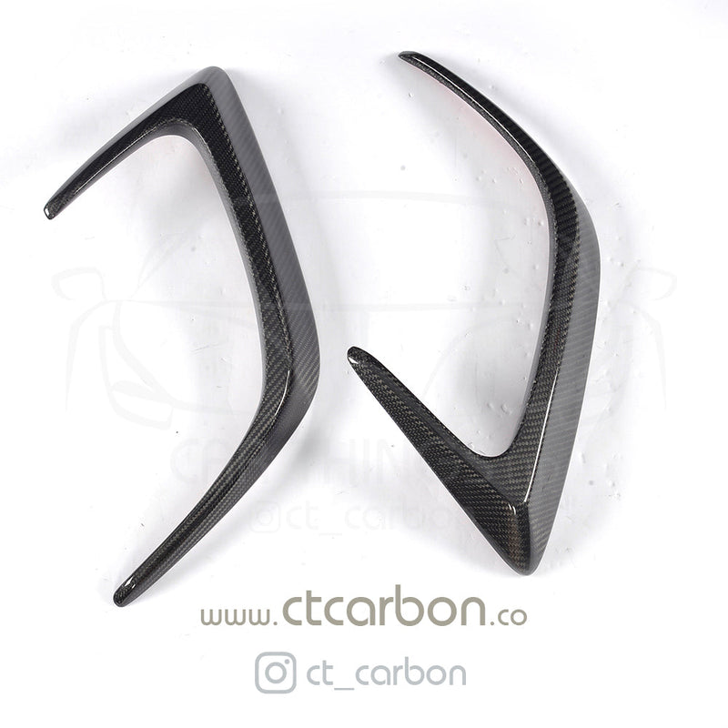 Load image into Gallery viewer, MERCEDES W205 C63 &amp; C63S COUPE 2DR REAR BUMPER CARBON FIBRE CANARDS - CT Carbon
