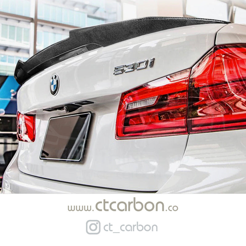 Load image into Gallery viewer, BMW M5 F90 &amp; G30 5 SERIES CARBON FIBRE SPOILER - DUCKTAIL PS STYLE - CT Carbon
