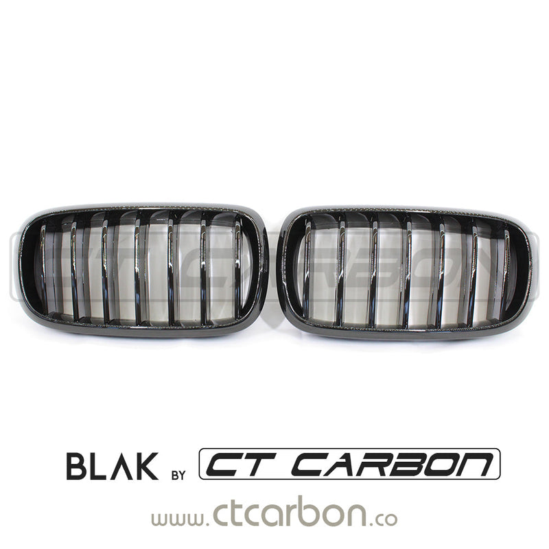 Load image into Gallery viewer, BMW F15 &amp; F16 X5 &amp; X6 SINGLE SLAT BLACK GRILLS- BLAK BY CT CARBON - CT Carbon
