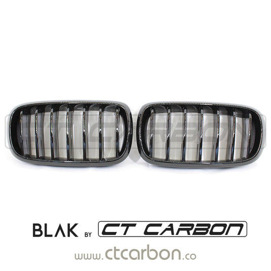 BMW F15 & F16 X5 & X6 SINGLE SLAT BLACK GRILLS- BLAK BY CT CARBON - CT Carbon