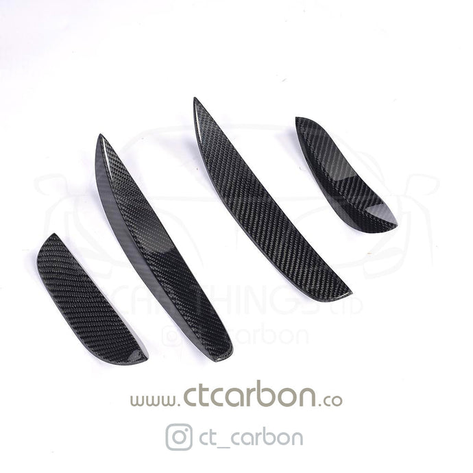 MERCEDES W205 C63 & C63S FRONT BUMPER CARBON FIBRE CANARDS / FINS - CT Carbon