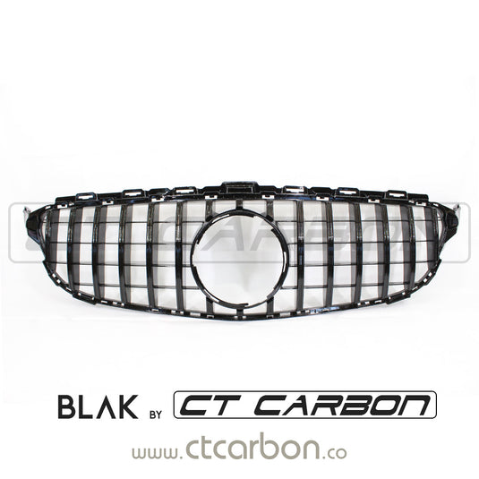 MERCEDES W205 C CLASS 2014-2018 BLACK GRILL (WITHOUT CAMERA) - BLAK BY CT CARBON - CT Carbon