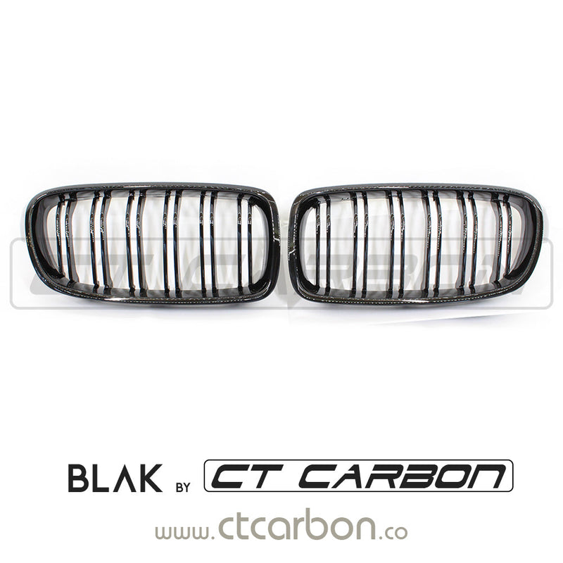 Load image into Gallery viewer, BMW F30 3 SERIES BLACK DOUBLE SLAT GRILLS - BLAK BY CT CARBON - CT Carbon
