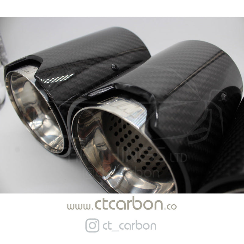 Load image into Gallery viewer, BMW M2/M3/M4 F80/F82/F83/F87 CARBON FIBRE EXHAUST TIPS - CHROME x4 - CT Carbon
