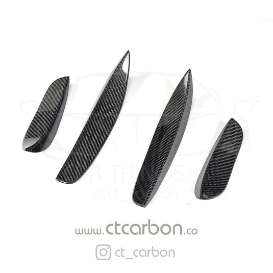 MERCEDES W205 C63 & C63S FRONT BUMPER CARBON FIBRE CANARDS / FINS - CT Carbon