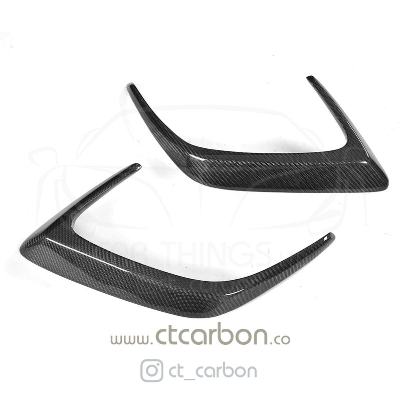 Load image into Gallery viewer, MERCEDES W205 C63 &amp; C63S COUPE 2DR REAR BUMPER CARBON FIBRE CANARDS - CT Carbon
