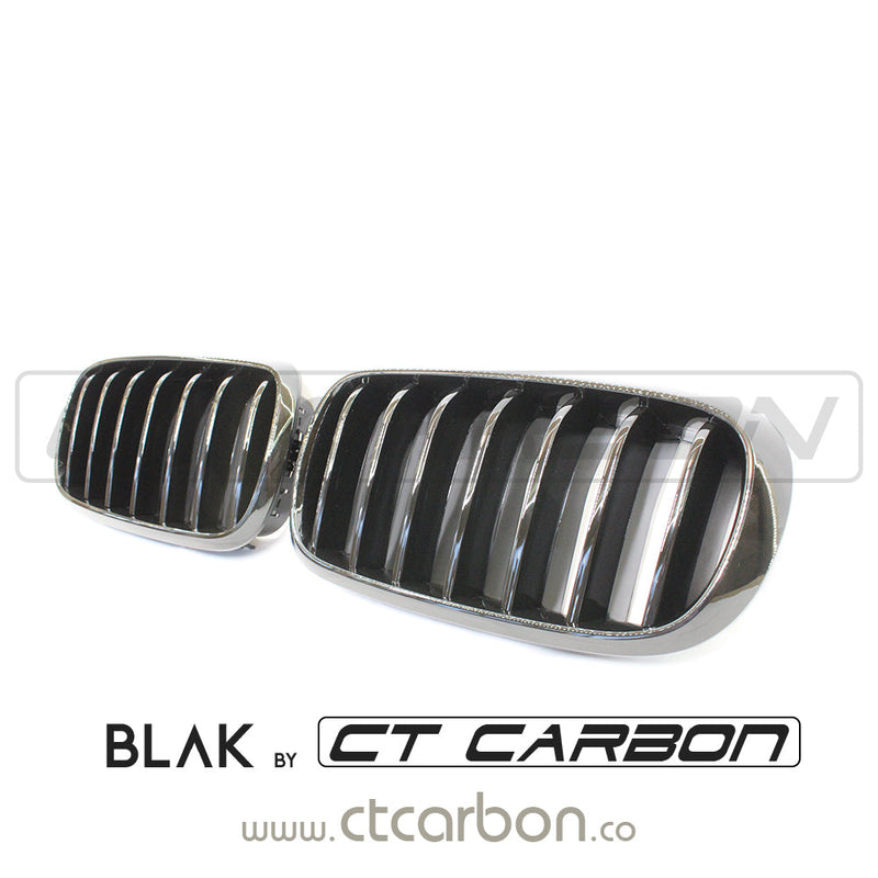 Load image into Gallery viewer, BMW F15 &amp; F16 X5 &amp; X6 SINGLE SLAT BLACK GRILLS- BLAK BY CT CARBON - CT Carbon
