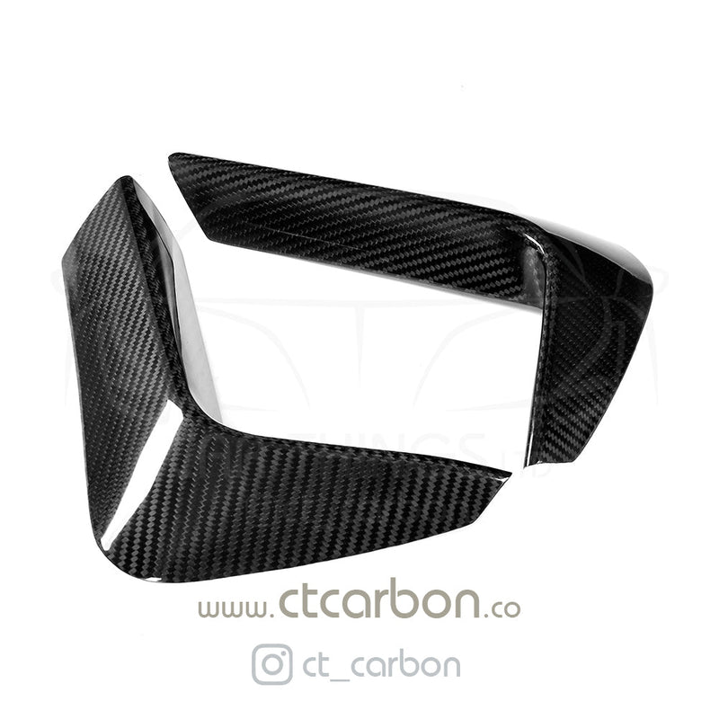 Load image into Gallery viewer, BMW M3 &amp; M4 F80 F81 F82 REAR CARBON FIBRE BUMPER CANARDS - CT Carbon
