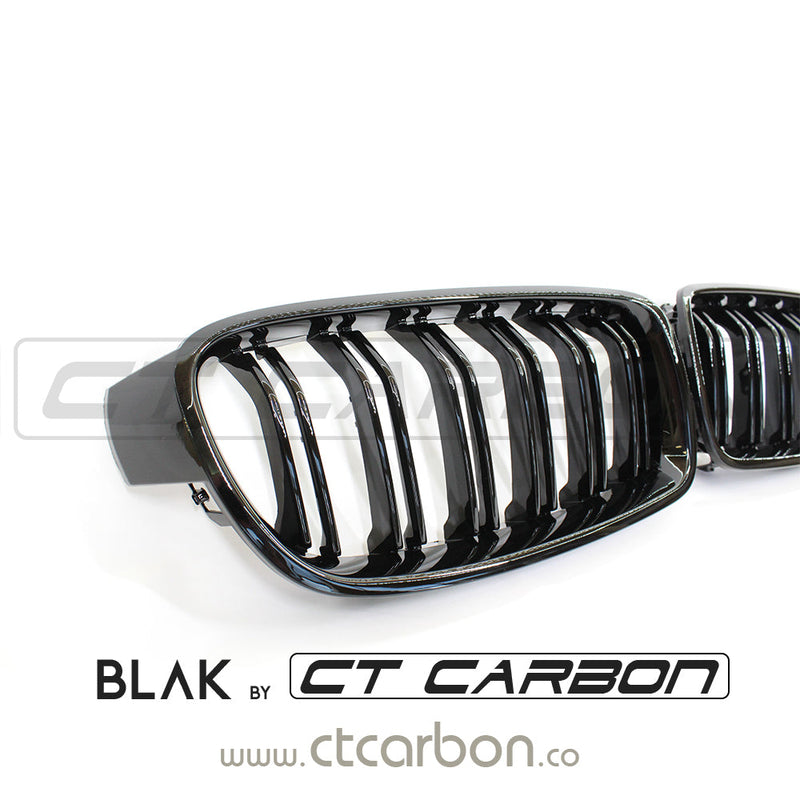 Load image into Gallery viewer, BMW F30 3 SERIES BLACK DOUBLE SLAT GRILLS - BLAK BY CT CARBON - CT Carbon
