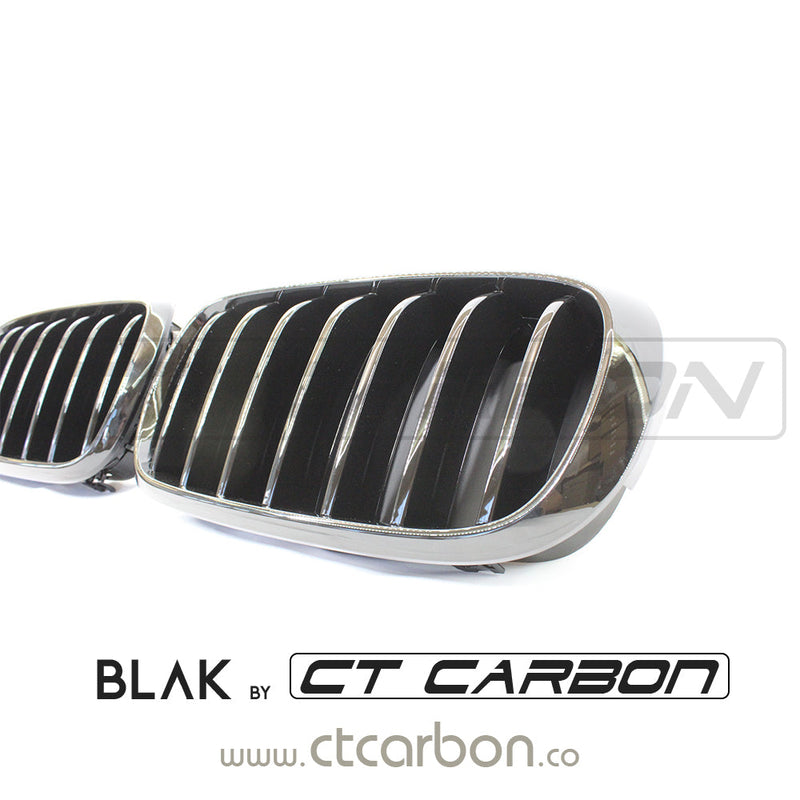 Load image into Gallery viewer, BMW F15 &amp; F16 X5 &amp; X6 SINGLE SLAT BLACK GRILLS- BLAK BY CT CARBON - CT Carbon
