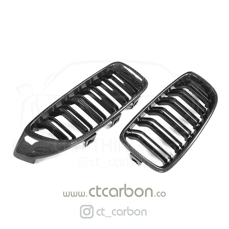 Load image into Gallery viewer, BMW M3/M4 (F80 F82 F83) CARBON FIBRE GRILLS - CT Carbon
