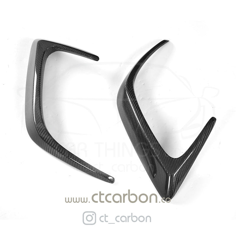 Load image into Gallery viewer, MERCEDES W205 C63 &amp; C63S COUPE 2DR REAR BUMPER CARBON FIBRE CANARDS - CT Carbon
