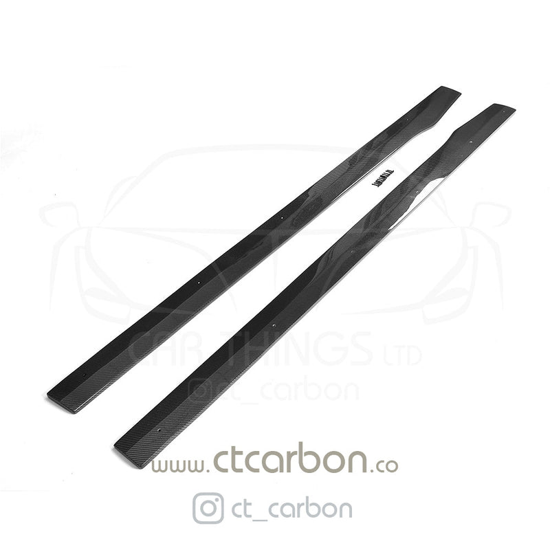 Load image into Gallery viewer, MERCEDES W205 C63 &amp; C63S COUPE 2DR &amp; SALOON 4DR CARBON SIDE SKIRTS - D STYLE - CT Carbon
