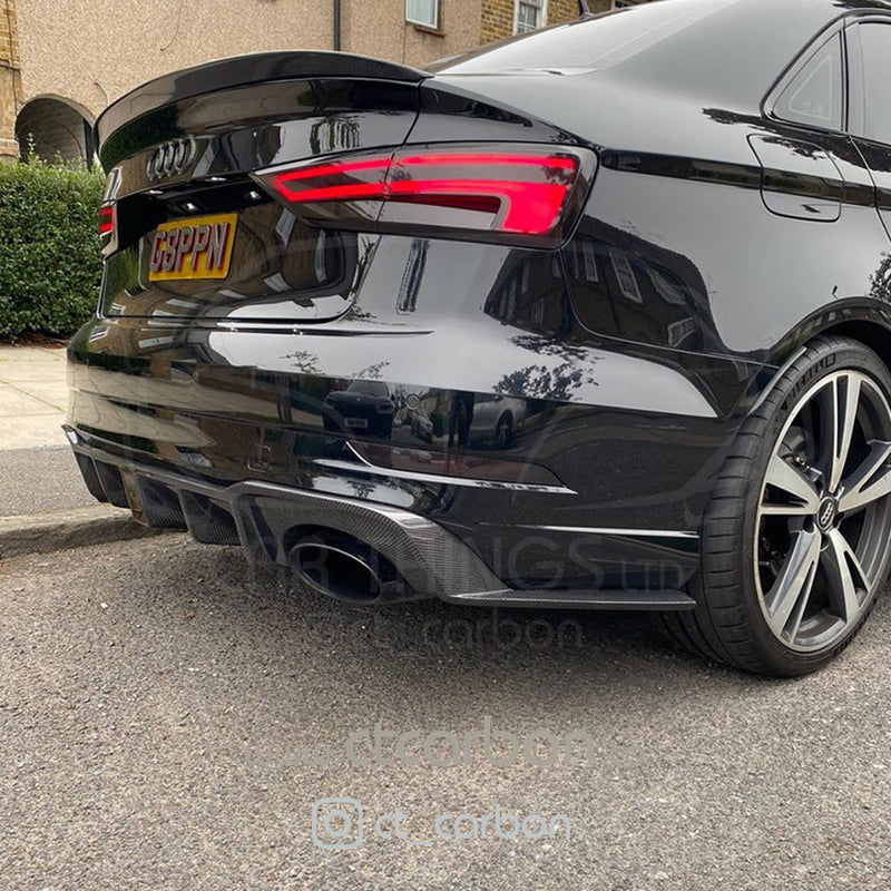 Load image into Gallery viewer, AUDI RS3 8V SALOON REAR CARBON DIFFUSER WITH DTM LIGHT - CT Carbon
