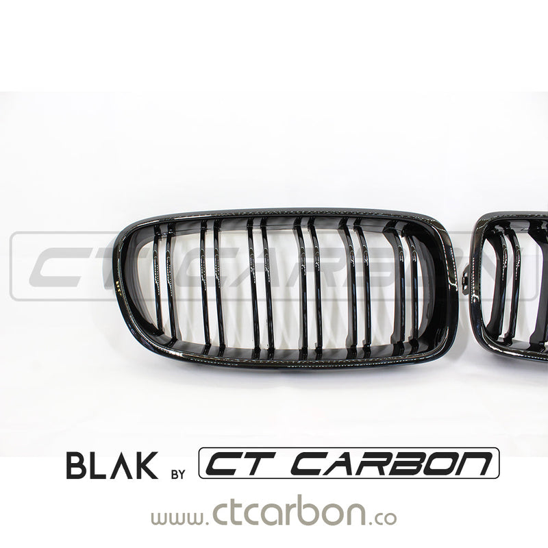 Load image into Gallery viewer, BMW F30 3 SERIES BLACK DOUBLE SLAT GRILLS - BLAK BY CT CARBON - CT Carbon
