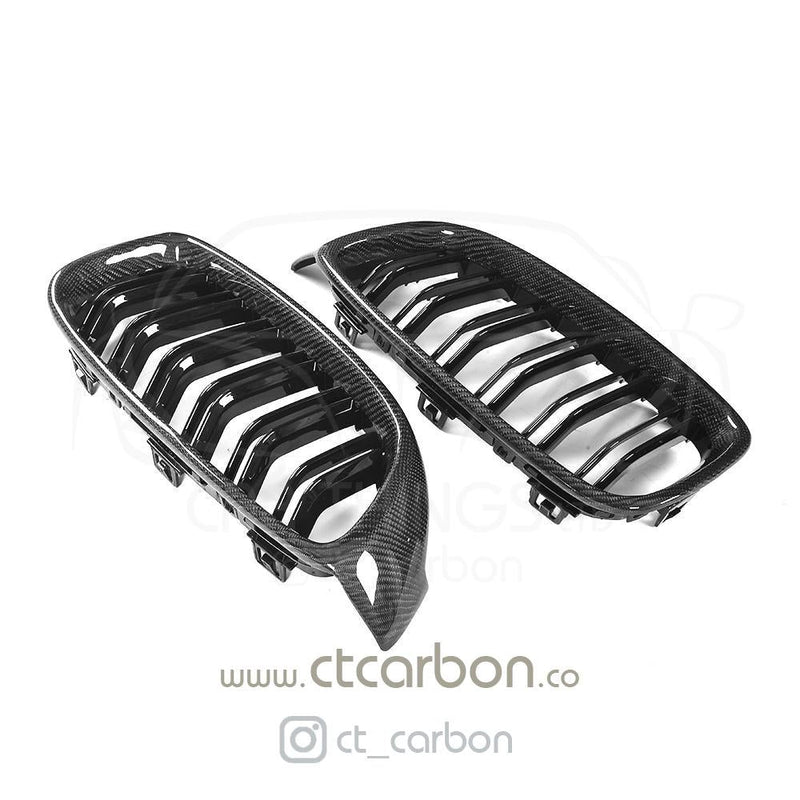 Load image into Gallery viewer, BMW M3/M4 (F80 F82 F83) CARBON FIBRE GRILLS - CT Carbon
