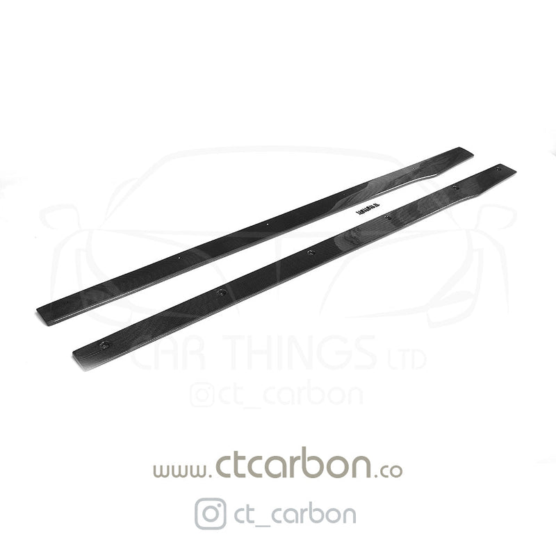 Load image into Gallery viewer, MERCEDES W205 C63 &amp; C63S COUPE 2DR &amp; SALOON 4DR CARBON SIDE SKIRTS - D STYLE - CT Carbon
