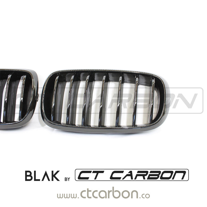 Load image into Gallery viewer, BMW F15 &amp; F16 X5 &amp; X6 SINGLE SLAT BLACK GRILLS- BLAK BY CT CARBON - CT Carbon
