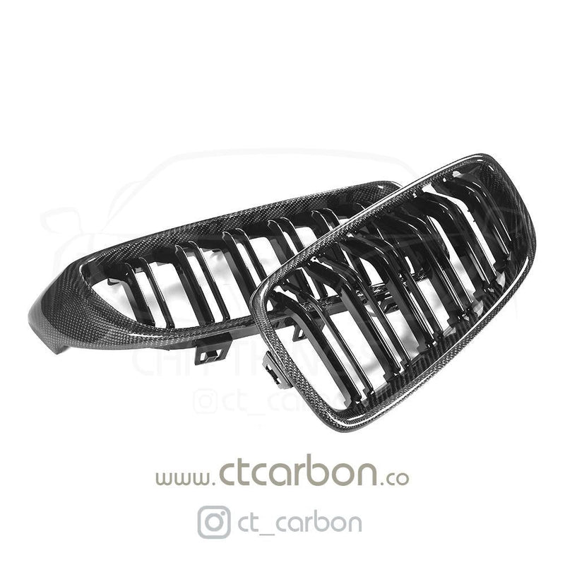 Load image into Gallery viewer, BMW M3/M4 (F80 F82 F83) CARBON FIBRE GRILLS - CT Carbon
