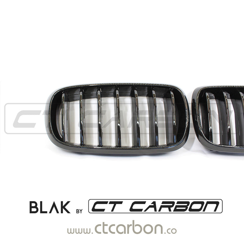 Load image into Gallery viewer, BMW F15 &amp; F16 X5 &amp; X6 SINGLE SLAT BLACK GRILLS- BLAK BY CT CARBON - CT Carbon
