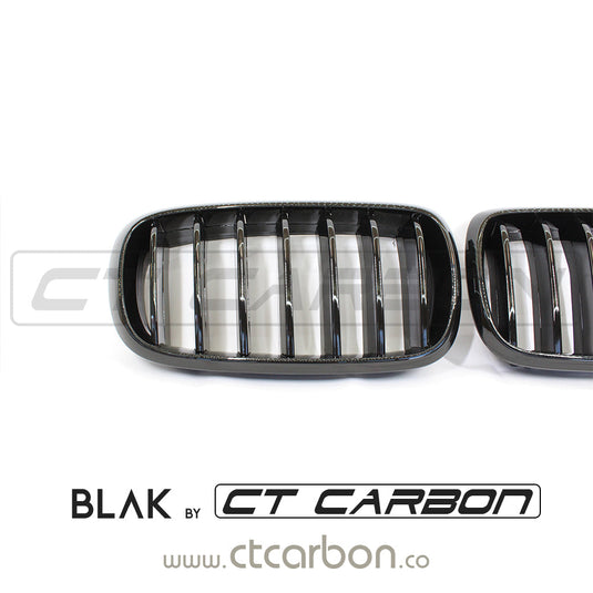 BMW F15 & F16 X5 & X6 SINGLE SLAT BLACK GRILLS- BLAK BY CT CARBON - CT Carbon