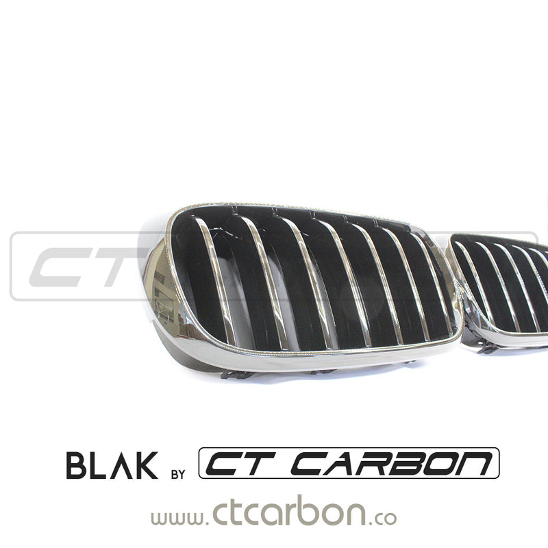 Load image into Gallery viewer, BMW F15 &amp; F16 X5 &amp; X6 SINGLE SLAT BLACK GRILLS- BLAK BY CT CARBON - CT Carbon
