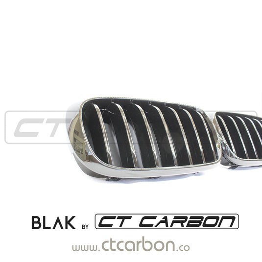 BMW F15 & F16 X5 & X6 SINGLE SLAT BLACK GRILLS- BLAK BY CT CARBON - CT Carbon