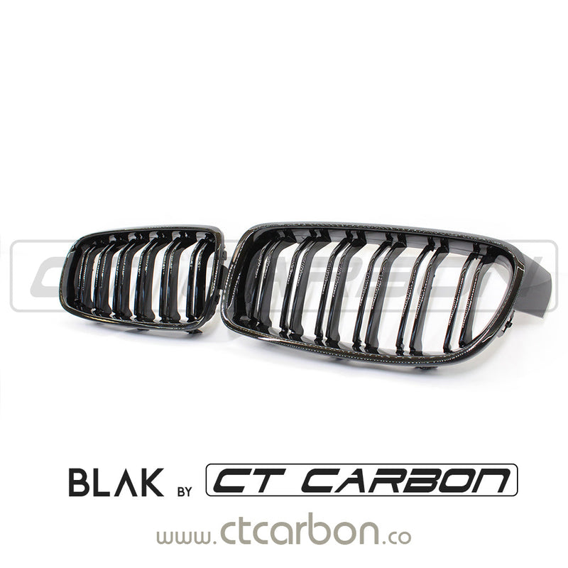 Load image into Gallery viewer, BMW F30 3 SERIES BLACK DOUBLE SLAT GRILLS - BLAK BY CT CARBON - CT Carbon
