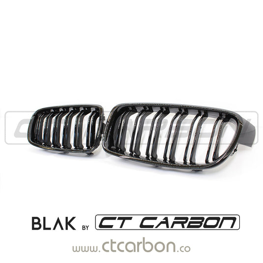 BMW F30 3 SERIES BLACK DOUBLE SLAT GRILLS - BLAK BY CT CARBON - CT Carbon