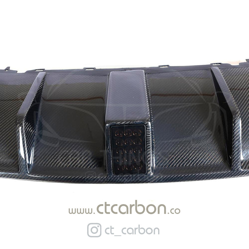 Load image into Gallery viewer, AUDI RS3 8V SALOON REAR CARBON DIFFUSER WITH DTM LIGHT - CT Carbon
