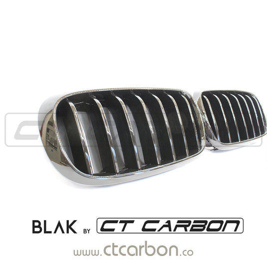 BMW F15 & F16 X5 & X6 SINGLE SLAT BLACK GRILLS- BLAK BY CT CARBON - CT Carbon