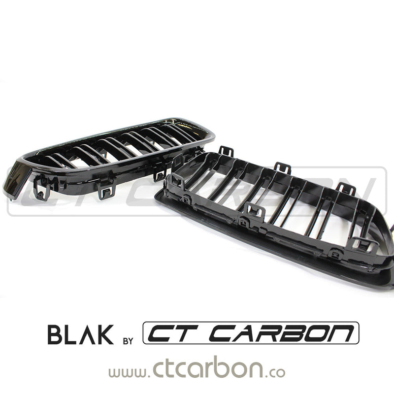 Load image into Gallery viewer, BMW F30 3 SERIES BLACK DOUBLE SLAT GRILLS - BLAK BY CT CARBON - CT Carbon
