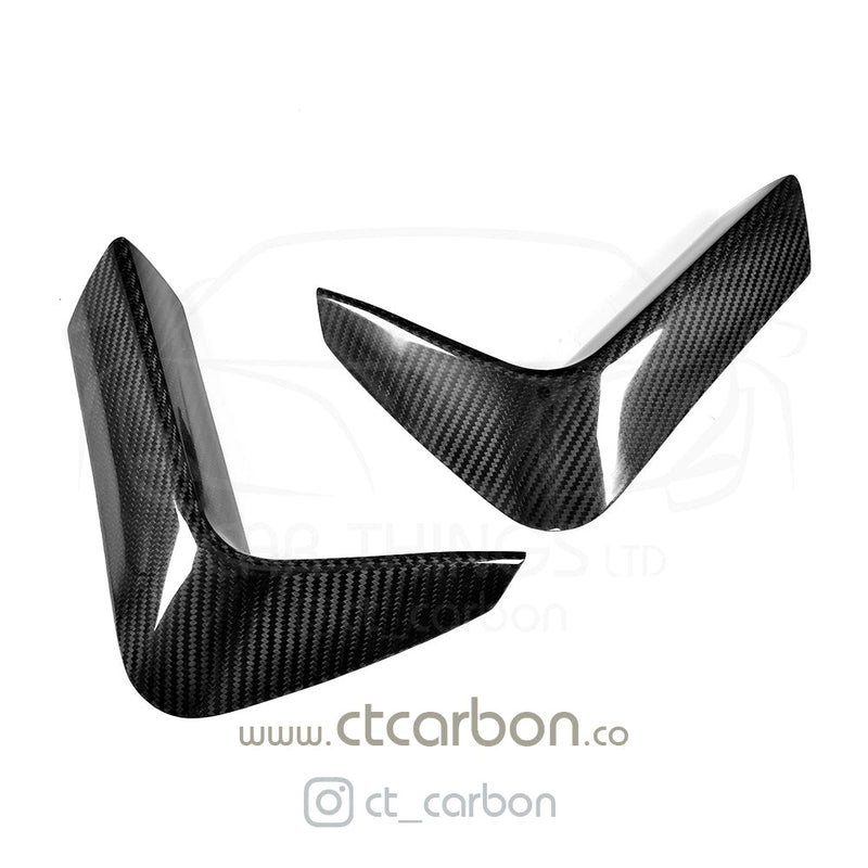 Load image into Gallery viewer, BMW M3 &amp; M4 F80 F81 F82 REAR CARBON FIBRE BUMPER CANARDS - CT Carbon
