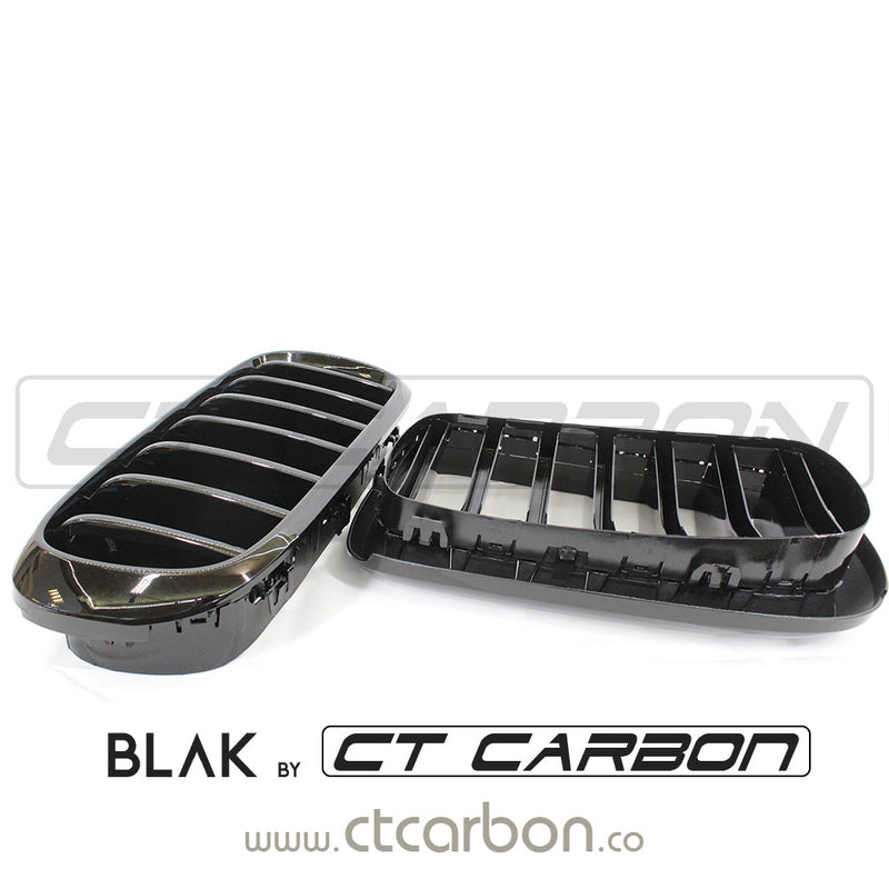 Load image into Gallery viewer, BMW F15 &amp; F16 X5 &amp; X6 SINGLE SLAT BLACK GRILLS- BLAK BY CT CARBON - CT Carbon
