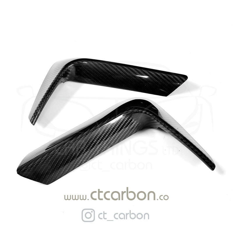 Load image into Gallery viewer, BMW M3 &amp; M4 F80 F81 F82 REAR CARBON FIBRE BUMPER CANARDS - CT Carbon
