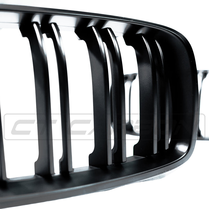 Load image into Gallery viewer, BMW 4 SERIES/M3/M4 (F32 F80 F82 F83) MATTE BLACK DOUBLE SLAT GRILLES
