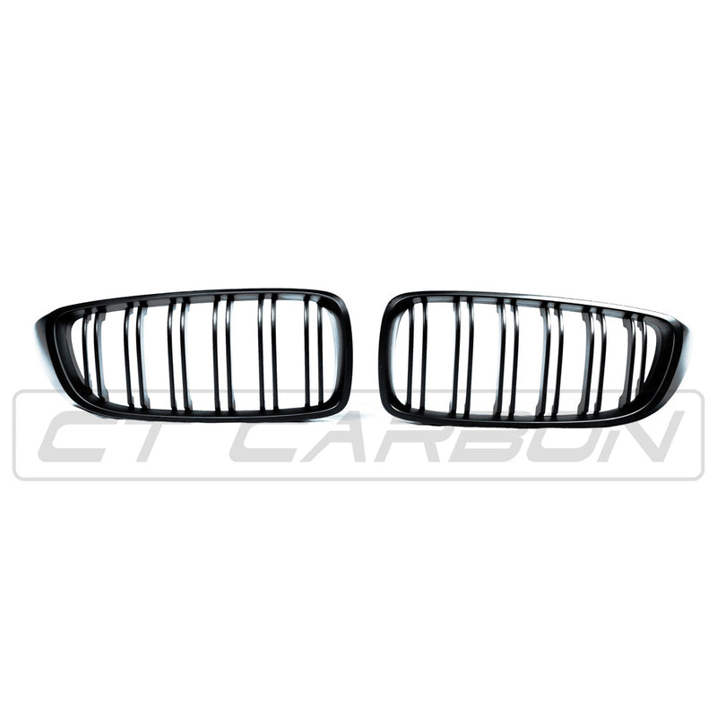 Load image into Gallery viewer, BMW 4 SERIES/M3/M4 (F32 F80 F82 F83) MATTE BLACK DOUBLE SLAT GRILLES
