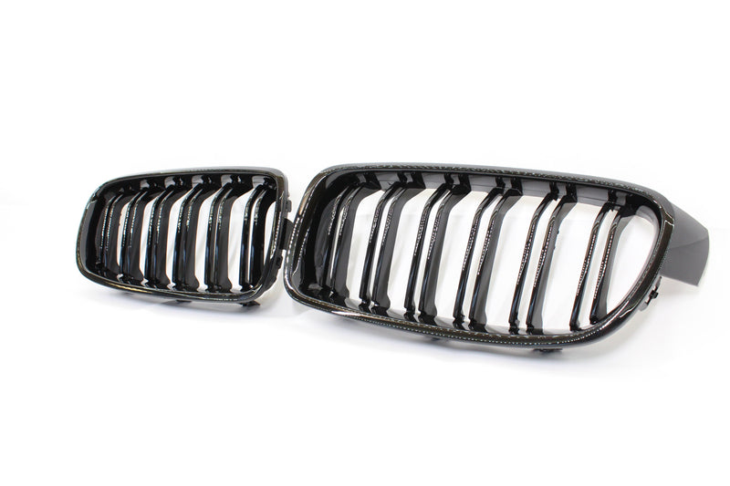 Load image into Gallery viewer, BMW F30 3 SERIES BLACK DOUBLE SLAT GRILLS - BLAK BY CT CARBON - CT Carbon
