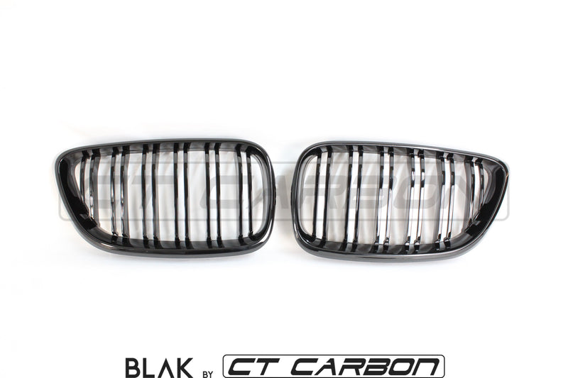 Load image into Gallery viewer, BMW M2 F87 &amp; F22 2 SERIES DOUBLE SLAT BLACK GRILLS - BLAK BY CT CARBON - CT Carbon
