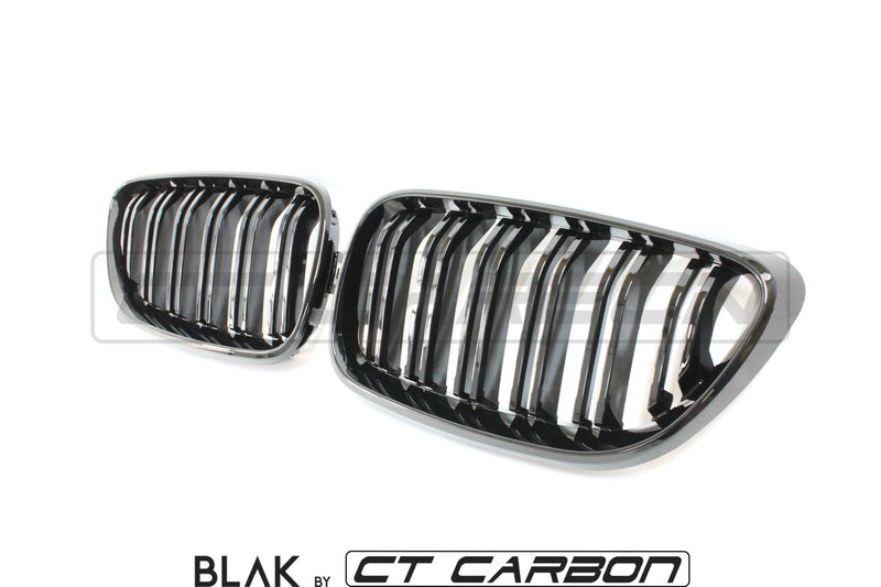 Load image into Gallery viewer, BMW M2 F87 &amp; F22 2 SERIES DOUBLE SLAT BLACK GRILLS - BLAK BY CT CARBON - CT Carbon
