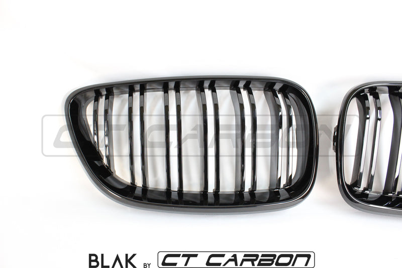 Load image into Gallery viewer, BMW M2 F87 &amp; F22 2 SERIES DOUBLE SLAT BLACK GRILLS - BLAK BY CT CARBON - CT Carbon
