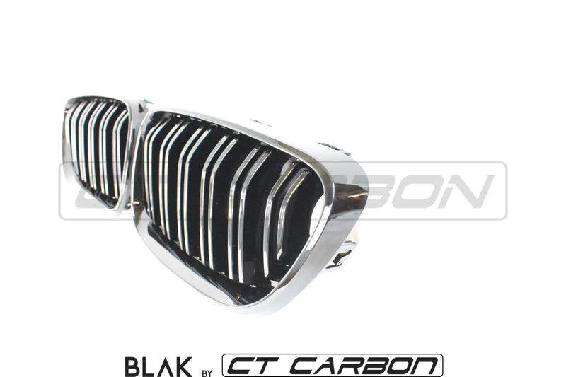 Load image into Gallery viewer, BMW M2 F87 &amp; F22 2 SERIES DOUBLE SLAT BLACK GRILLS - BLAK BY CT CARBON - CT Carbon
