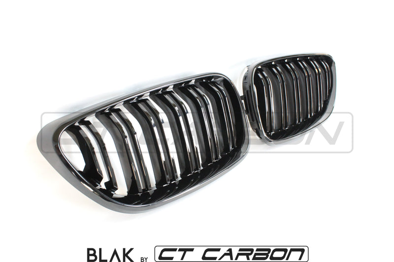 Load image into Gallery viewer, BMW M2 F87 &amp; F22 2 SERIES DOUBLE SLAT BLACK GRILLS - BLAK BY CT CARBON - CT Carbon
