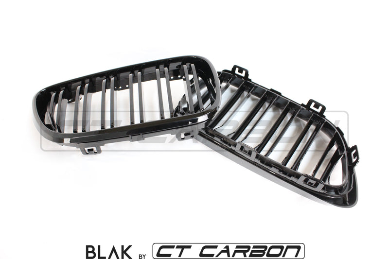 Load image into Gallery viewer, BMW M2 F87 &amp; F22 2 SERIES DOUBLE SLAT BLACK GRILLS - BLAK BY CT CARBON - CT Carbon
