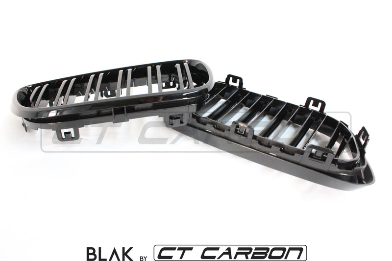 Load image into Gallery viewer, BMW M2 F87 &amp; F22 2 SERIES DOUBLE SLAT BLACK GRILLS - BLAK BY CT CARBON - CT Carbon
