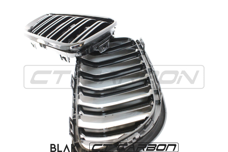 Load image into Gallery viewer, BMW M2 F87 &amp; F22 2 SERIES DOUBLE SLAT BLACK GRILLS - BLAK BY CT CARBON - CT Carbon
