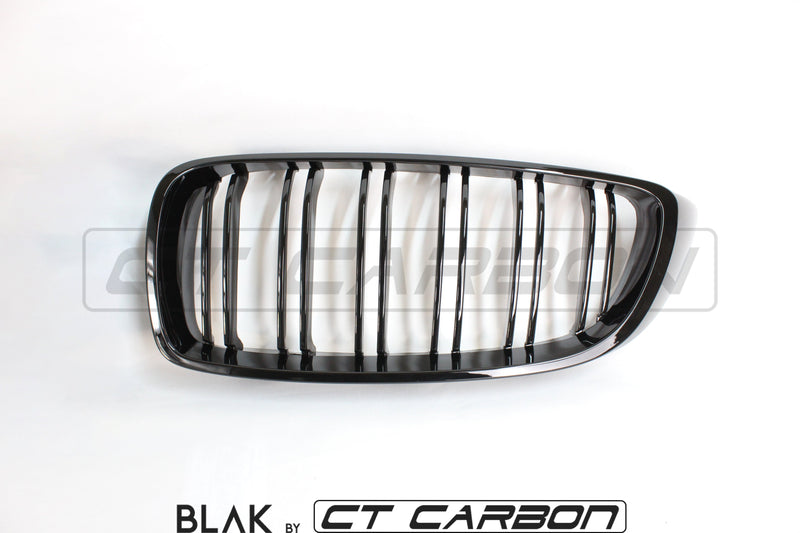 Load image into Gallery viewer, BMW M4 F82 / F83 &amp; F32 4 SERIES DOUBLE SLAT BLACK GRILLS - BLAK BY CT CARBON - CT Carbon
