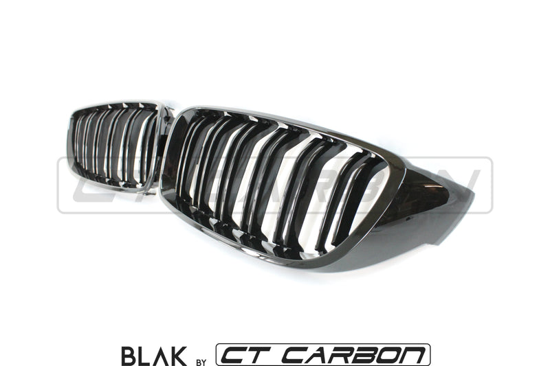 Load image into Gallery viewer, BMW M4 F82 / F83 &amp; F32 4 SERIES DOUBLE SLAT BLACK GRILLS - BLAK BY CT CARBON - CT Carbon
